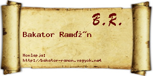 Bakator Ramón névjegykártya